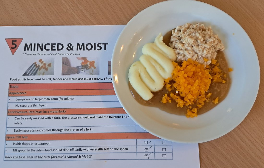 Minced and moist meal with pur&eacute;ed vegetables