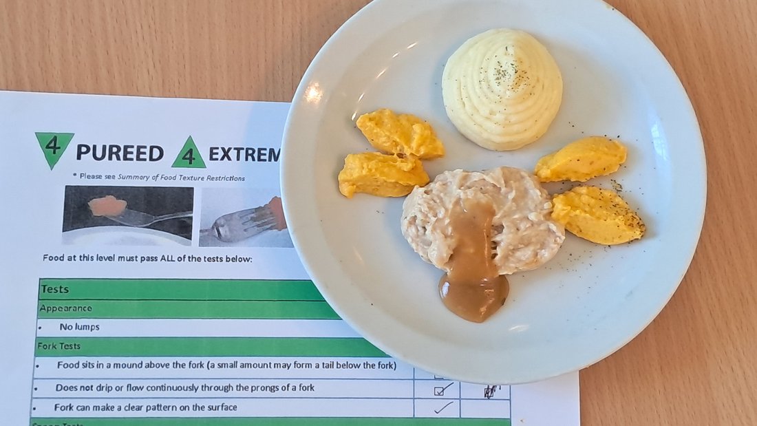 Pur&eacute;ed plate tested to IDDSI Level 4