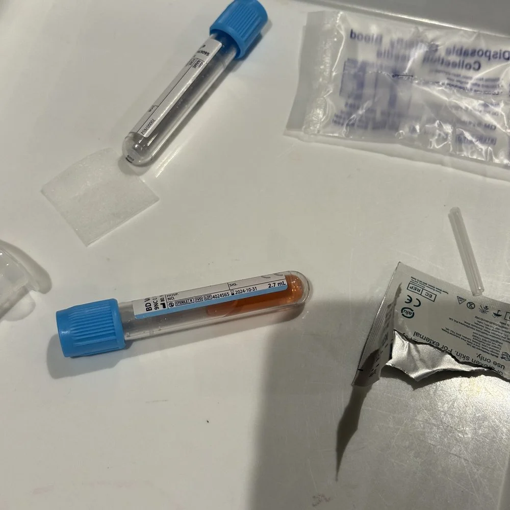 Blood sample tubes used during clinical training