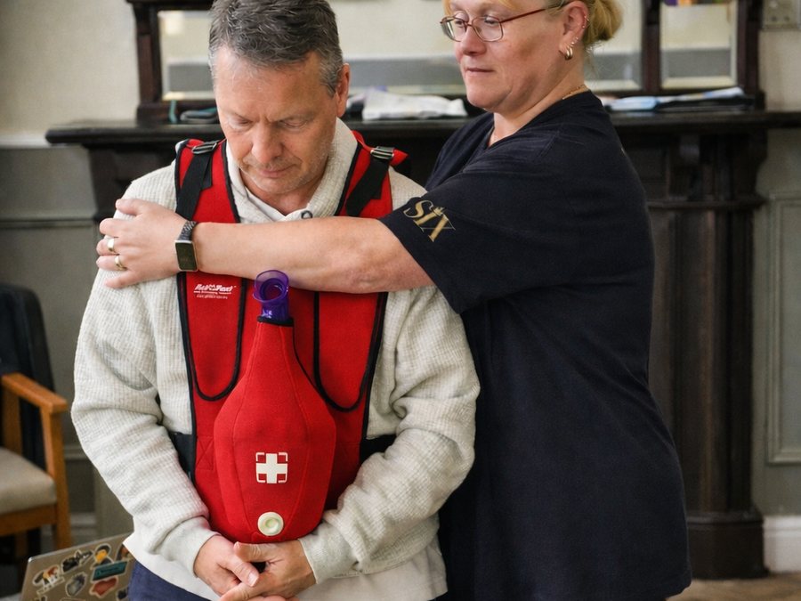 Practising choking treatment using a training vest