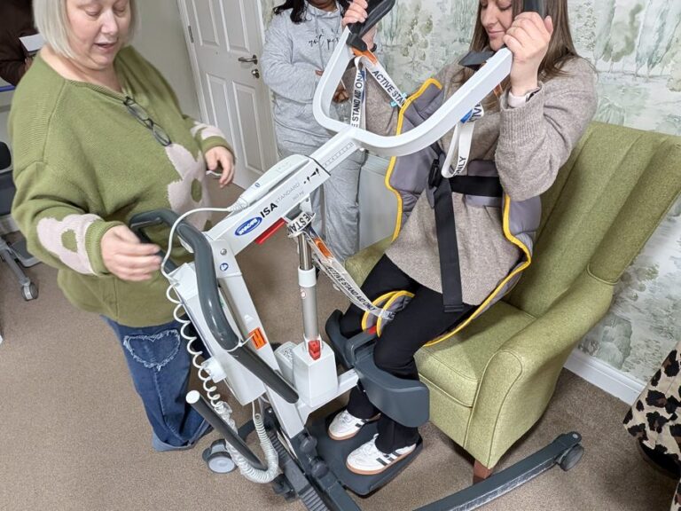 Hoist and moving and handling training with a care team