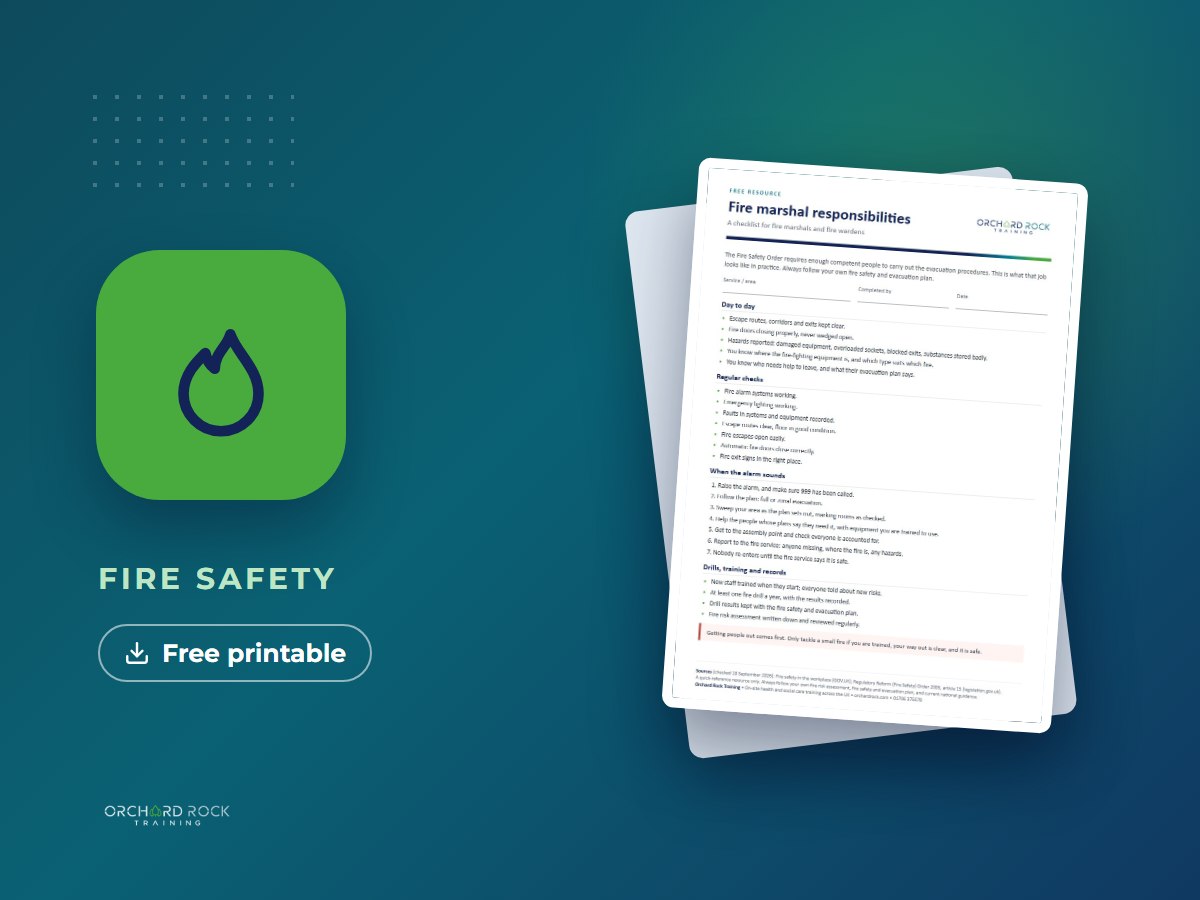 Fire marshal responsibilities: free printable resource from Orchard Rock Training
