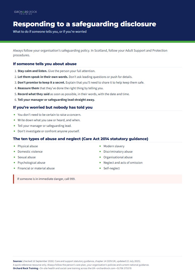 Preview of the Responding to a safeguarding disclosure from Orchard Rock Training