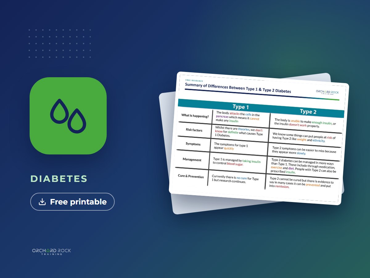 Type 1 and Type 2 compared: free printable resource from Orchard Rock Training