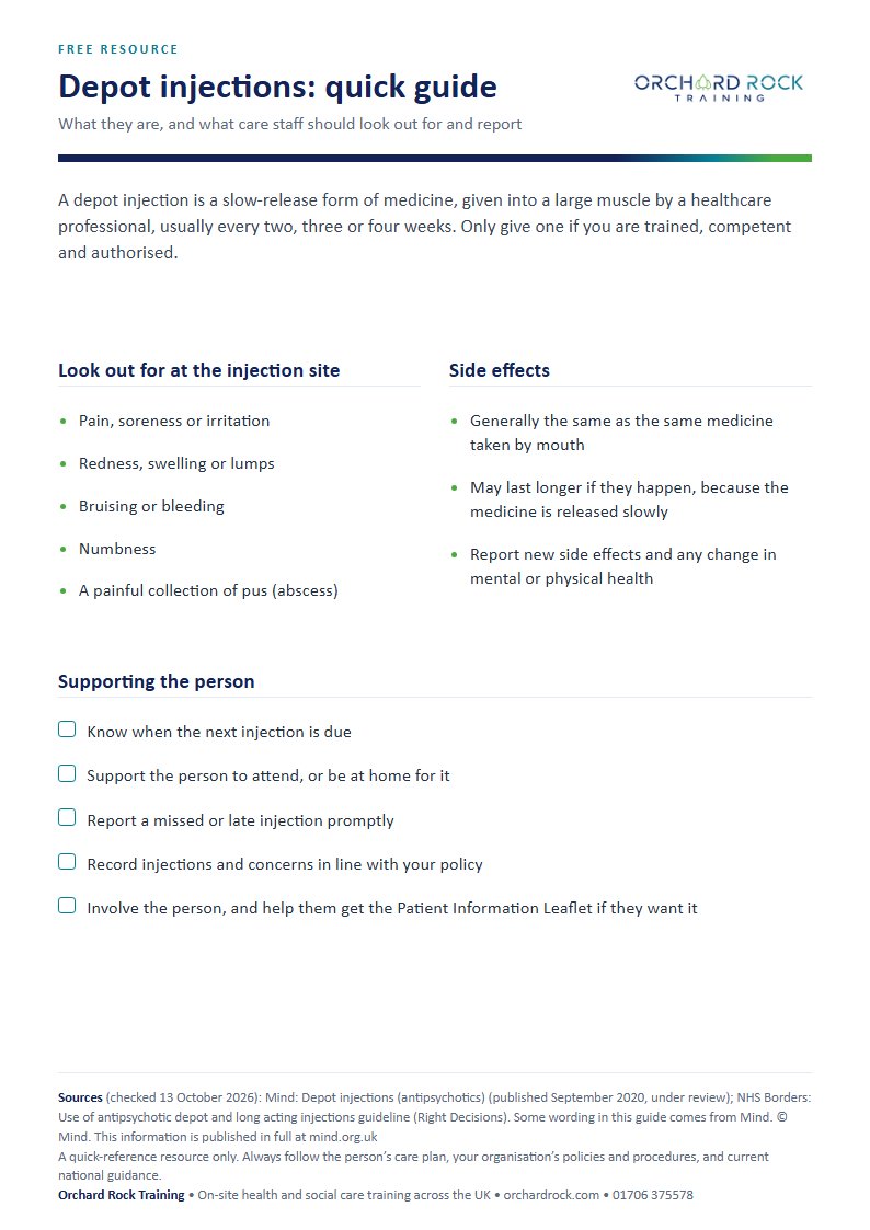 Preview of the What is a depot injection? quick guide from Orchard Rock Training